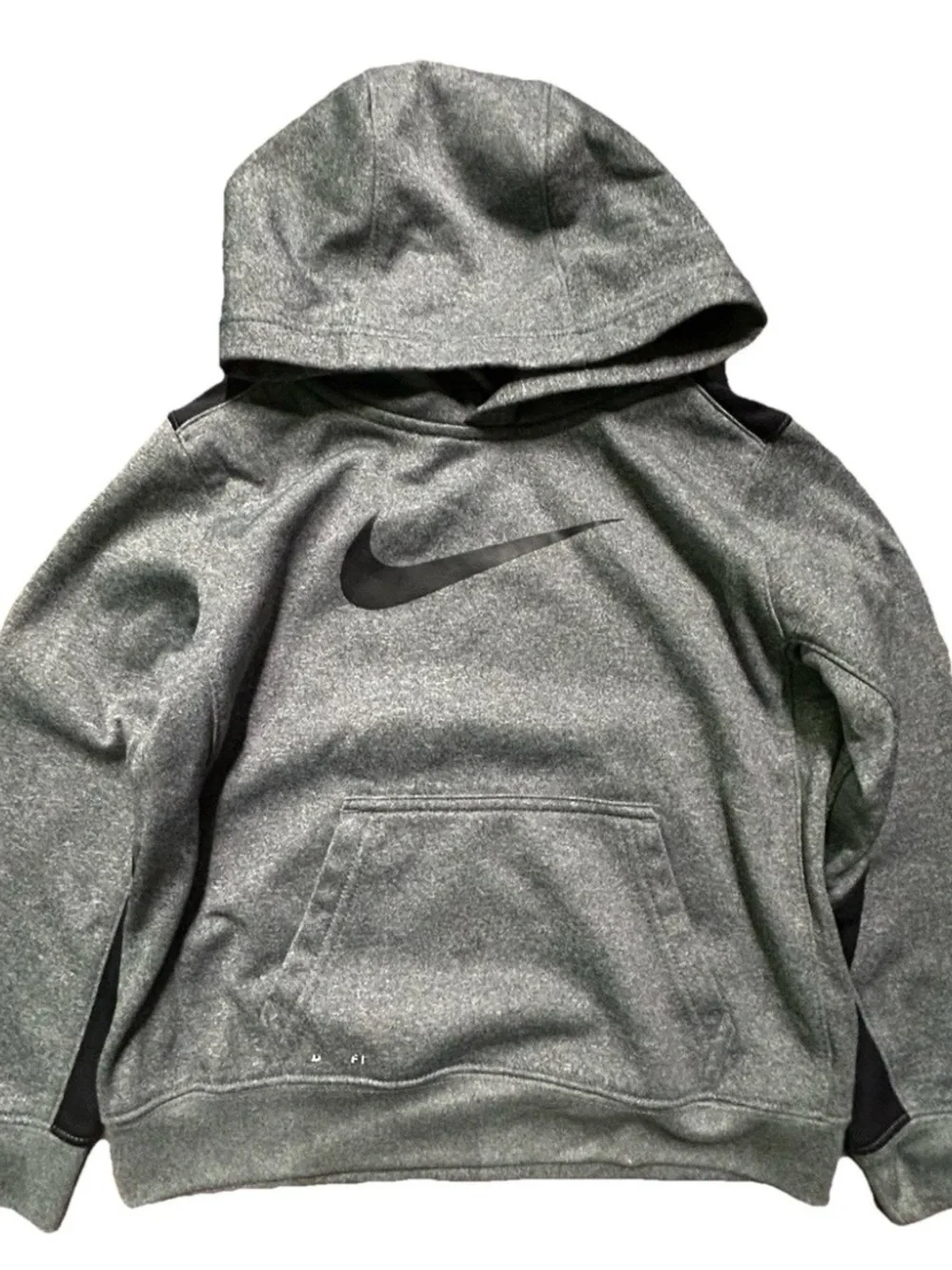 Boys Nike Dri-Fit Grey Hoodie Sweatshirt Black Logo Size 7